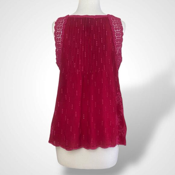 Johnny Was Relaxed Bubble Tank Top Size S Magenta Pink Boho Floral Embroidered - Picture 3 of 7